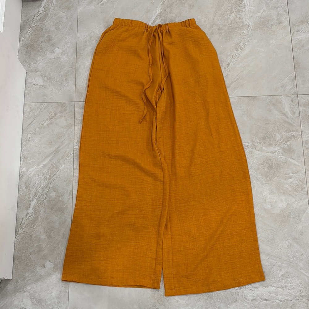 SHEIN Mustard Wide Leg Pants